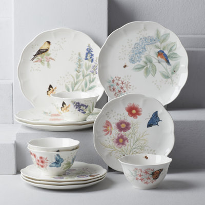 Lenox Butterfly Meadow Flutter 12-Piece Dinnerware Set & Reviews